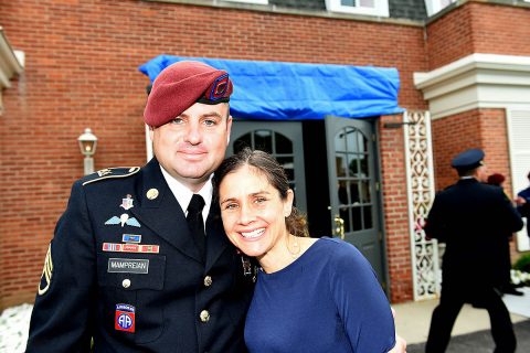 Army Staff Sgt. Paul Mampreian, Medic, 2nd Infantry Division, Fort Lewis, Washington, pauses for a photo before the funeral of his uncle , Staff Sgt. Al Mampre, on Saturday, June 15, 2019. Mampreian shared that his uncle was a humble, down to earth man who inspired him to become an Army medic. Mampre served with Easy Company, 2nd Battalion, 506th Parachute Infantry Regiment, 101st Airborne Division during some of the fiercest battles of World War II. (Sgt. David Lietz) 