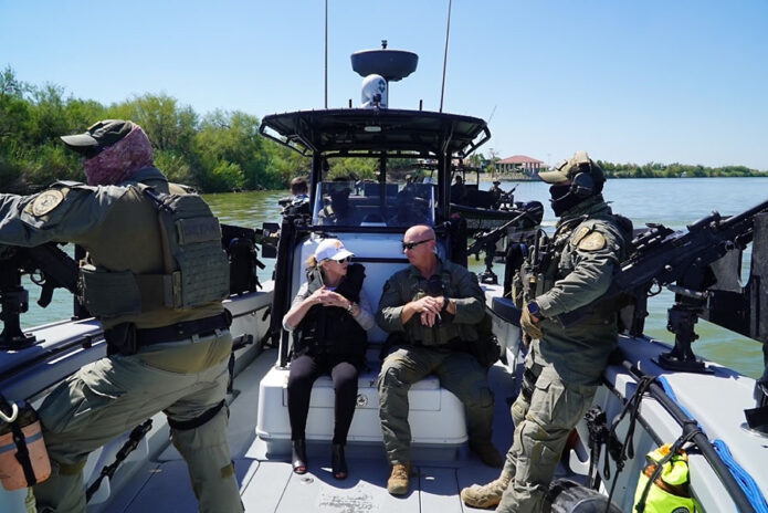 U.S. Senator Marsha Blackburn on the Rio Grande River with DPS Tactical Marine Unit.
