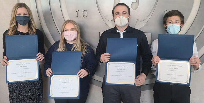 Austin Peay State University Biology students Sarah Krueger, Sarah Zirkle, Trevor Walker and Jacob Lemon won awards at the annual meeting. (APSU)