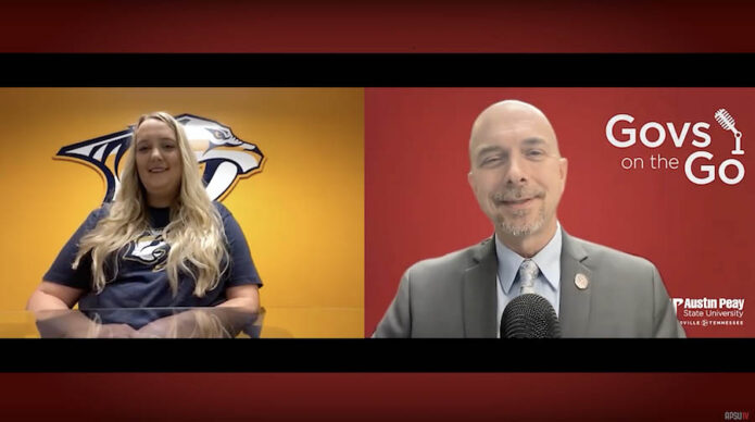 Brittney Hitch, left, with Dr. William "Buzz" Hoon in one of the episodes. (APSU)