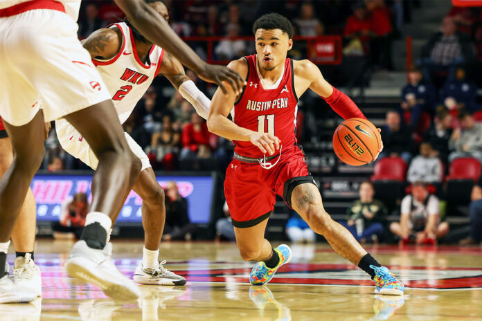 Austin Peay State University Men's Basketball Double-Digit Comeback Falls Short Against Western Kentucky. (Alex Allard, APSU Sports Information)