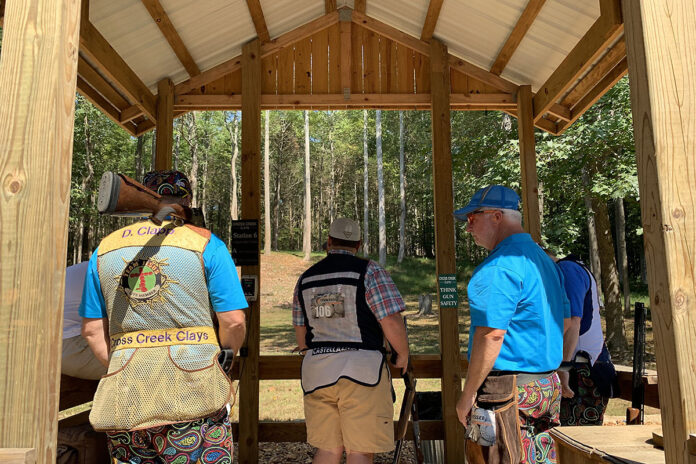 A participant in the 2023 Night Stalker Memorial Shoot at Cross Creek Clays.