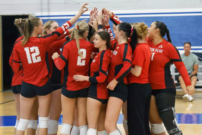 Austin Peay State University Volleyball Wraps Up Blue Raider Bash. (Robert Smith, APSU Sports Information)