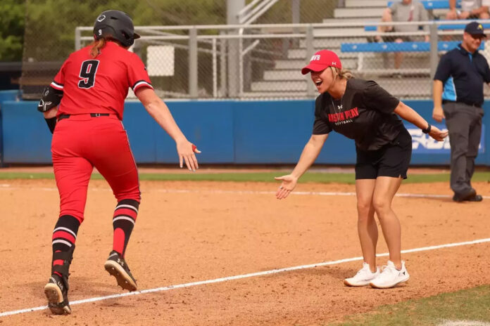 Austin Peay State University Softball Bounces Back with 8-0 Rout to Earn Milestone Victory. (Alex Allard, APSU Sports Information)