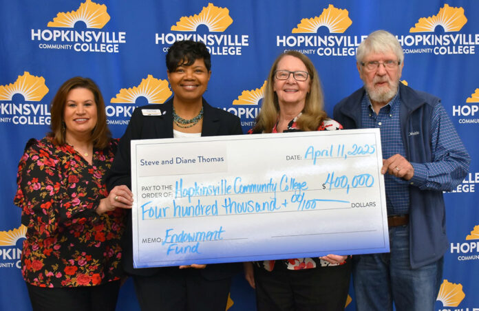 (L to R) Rena Young, VP of advancement/marketing and executive director of HCC Foundation; Dr. Alissa Young, HCC president/CEO; Diane Thomas and Steve Thomas, donors.