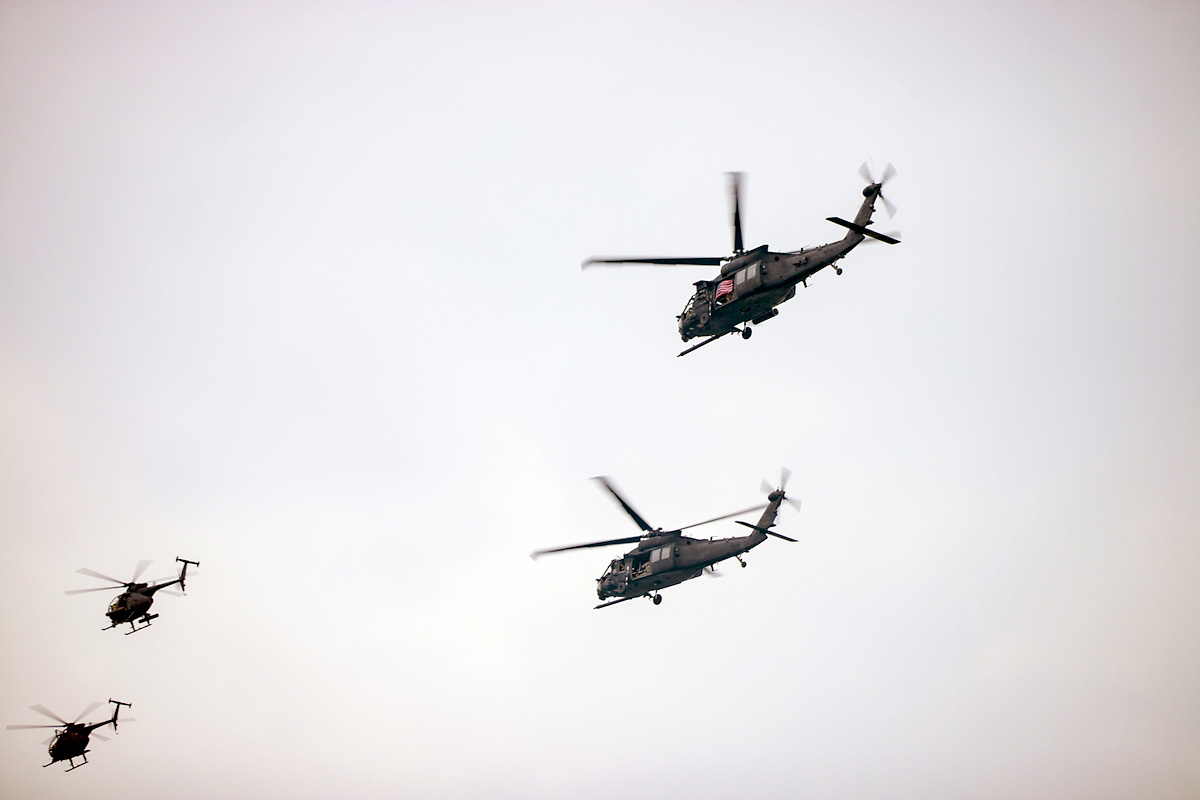 U.S. Army MH-60 Jayhawks conduct a flyover as a part of the 250th Army Birthday Parade June 14, 2025, in Washington, D.C. Aircraft were selected to represent each era of the Army including World War II, the Vietnam War, the Gulf War, the Global War on Terrorism, and today’s Army. (U.S. Army photo by Sgt. 1st Class Rakeem Carter) U.S. Army MH-60 Jayhawks conduct a flyover as a part of the 250th Army Birthday Parade June 14, 2025, in Washington, D.C. Aircraft were selected to represent each era of the Army including World War II, the Vietnam War, the Gulf War, the Global War on Terrorism, and today’s Army. (U.S. Army photo by Sgt. 1st Class Rakeem Carter)