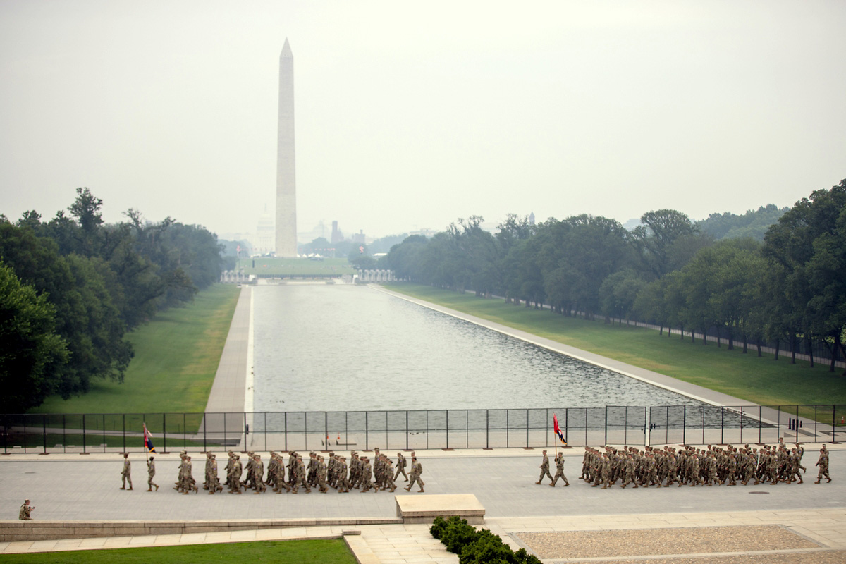 U.S. Army Soldiers march across the National Mall as they prepare to participate in the 250th Army Birthday Parade June 14, 2025, in Washington, D.C. Thousands of Soldiers participated in the parade to honor the Army’s legacy and demonstrate its ongoing commitment to the nation. (U.S. Army photo by Sgt. 1st Class Rakeem Carter) U.S. Army Soldiers march across the National Mall as they prepare to participate in the 250th Army Birthday Parade June 14, 2025, in Washington, D.C. Thousands of Soldiers participated in the parade to honor the Army’s legacy and demonstrate its ongoing commitment to the nation. (U.S. Army photo by Sgt. 1st Class Rakeem Carter)