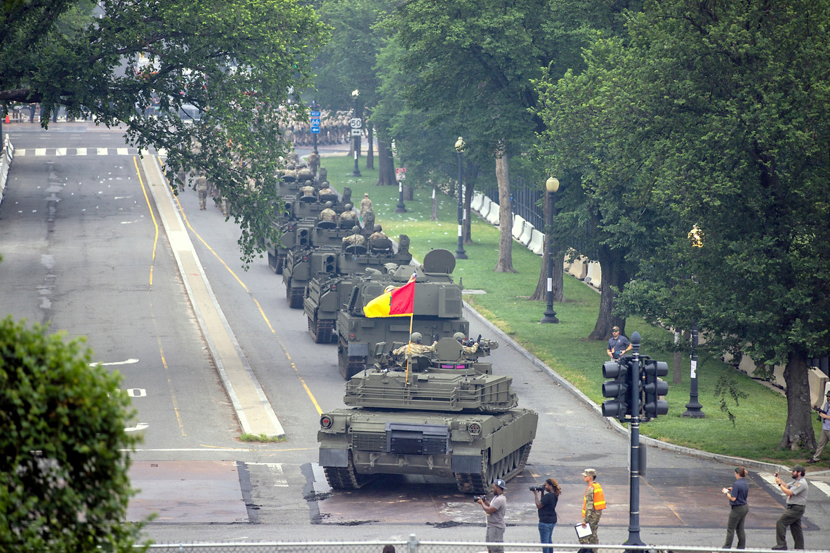 U.S. Army Soldiers, heavy equipment including M1A2 Abrams tanks, and light vehicles including Stryker armored vehicles participate in the 250th Army Birthday Parade June 14, 2025, in Washington, D.C. The parade featured approximately 6,700 Soldiers, 150 vehicles, 50 aircrafts, 34 horses, two mules and one dog to highlight the Army’s 250 years of service to the nation. (U.S. Army photo by Sgt. 1st Class Rakeem Carter) U.S. Army Soldiers, heavy equipment including M1A2 Abrams tanks, and light vehicles including Stryker armored vehicles participate in the 250th Army Birthday Parade June 14, 2025, in Washington, D.C. The parade featured approximately 6,700 Soldiers, 150 vehicles, 50 aircrafts, 34 horses, two mules and one dog to highlight the Army’s 250 years of service to the nation. (U.S. Army photo by Sgt. 1st Class Rakeem Carter)
