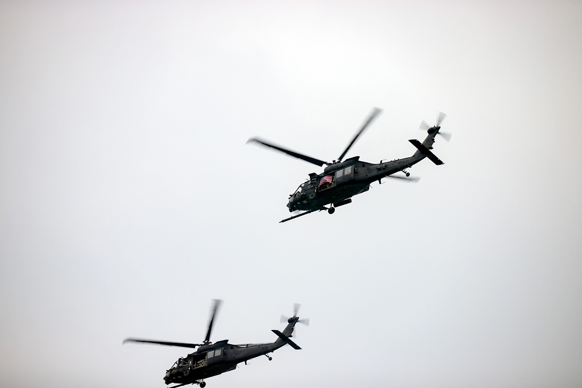U.S. Army MH-60 Jayhawks conduct a flyover as a part of the 250th Army Birthday Parade June 14, 2025, in Washington, D.C. Aircraft were selected to represent each era of the Army including World War II, the Vietnam War, the Gulf War, the Global War on Terrorism, and today’s Army. (U.S. Army photo by Sgt. 1st Class Rakeem Carter) U.S. Army MH-60 Jayhawks conduct a flyover as a part of the 250th Army Birthday Parade June 14, 2025, in Washington, D.C. Aircraft were selected to represent each era of the Army including World War II, the Vietnam War, the Gulf War, the Global War on Terrorism, and today’s Army. (U.S. Army photo by Sgt. 1st Class Rakeem Carter)