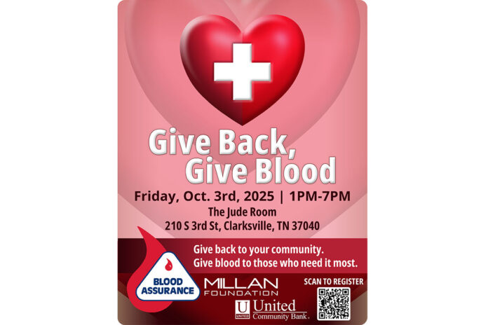 Clarksville’s “Give Back, Give Blood” Drive Set for October 3rd to Support Local Health Needs