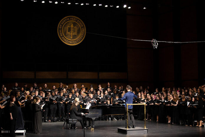 Students perform during Austin Peay State University’s Choir Fest on March 21st, 2024 in the Mabry Concert Hall. (Madison Casey, APSU)