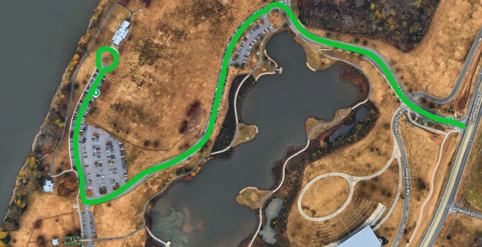 Map of Liberty Park showing how to get to Victory Pavilion