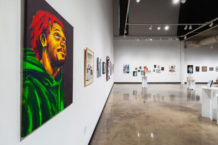 Austin Peay State University students’ artwork is displayed during last year’s Annual Juried Student Exhibition, a professionally juried event emulating real-world art shows. (APSU)